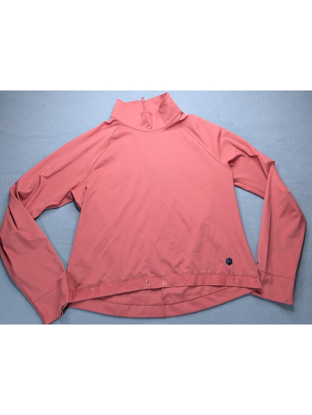 Under Armour T-Shirt Womens XL Pink ColdGear Rush Mock Neck 1/4 Zip Long Sleeve